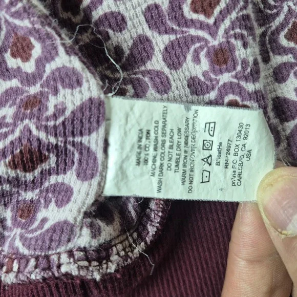 PrAna Zip Up Hoodie Womens XL Maroon Floral Embroidered - Picture 4 of 7